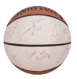 1988 NBA Slam Dunk Contestants Multi Signed Spalding Basketball With 6 Signatures Including Michael Jordan (Beckett)
